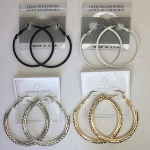 NWT. Two styles of hoop earrings set